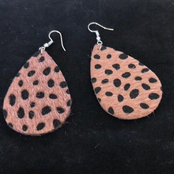 Jewelry - NEW Pierced Earrings...leather calf hair!